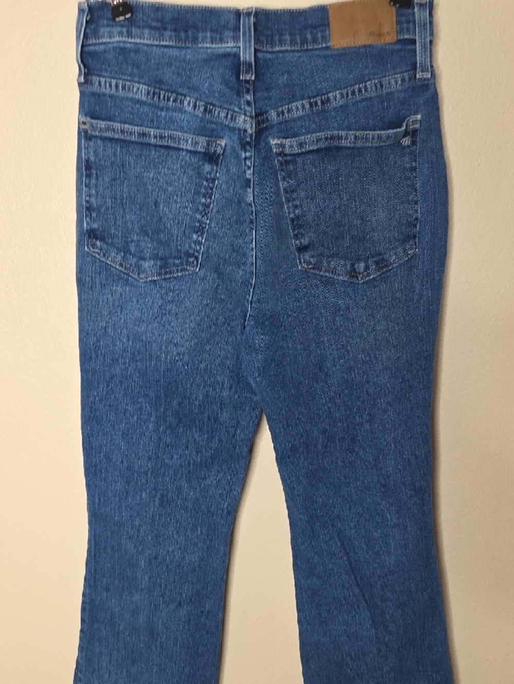 Madewell Blue Denim High-Rise Cali Demi-Boot Flare Raw Hem Jeans Womens 27 Ankle - Picture 6 of 12
